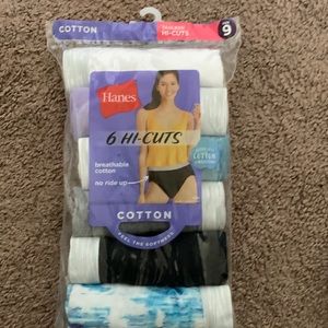 Brand New 6 pairs of Hanes Hi-cut cotton tagless women’s underwear. Size 9